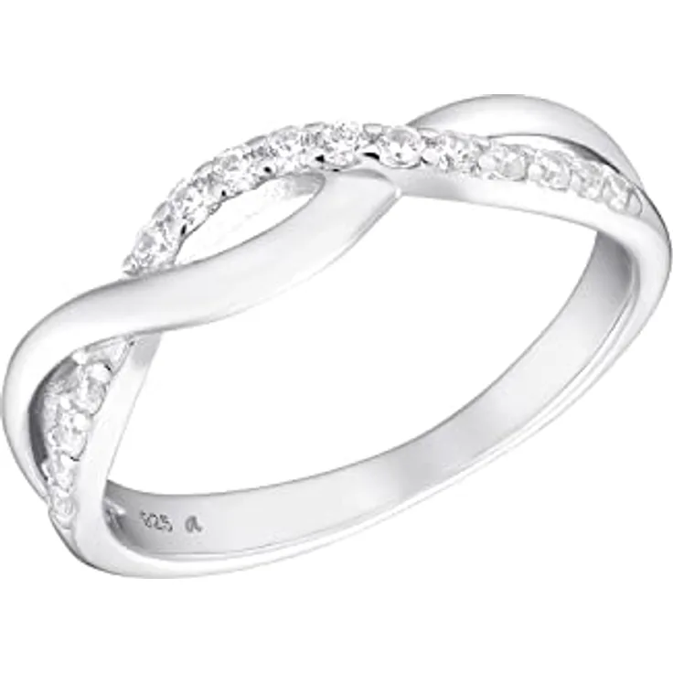 Amor Damenring 925 Sterling Silber, gravierbar mit 15 Zirkonia Steinen, in Schmuck Geschenk Box