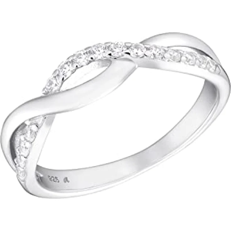 Amor Damenring 925 Sterling Silber, gravierbar mit 15 Zirkonia Steinen, in Schmuck Geschenk Box – Bild 1