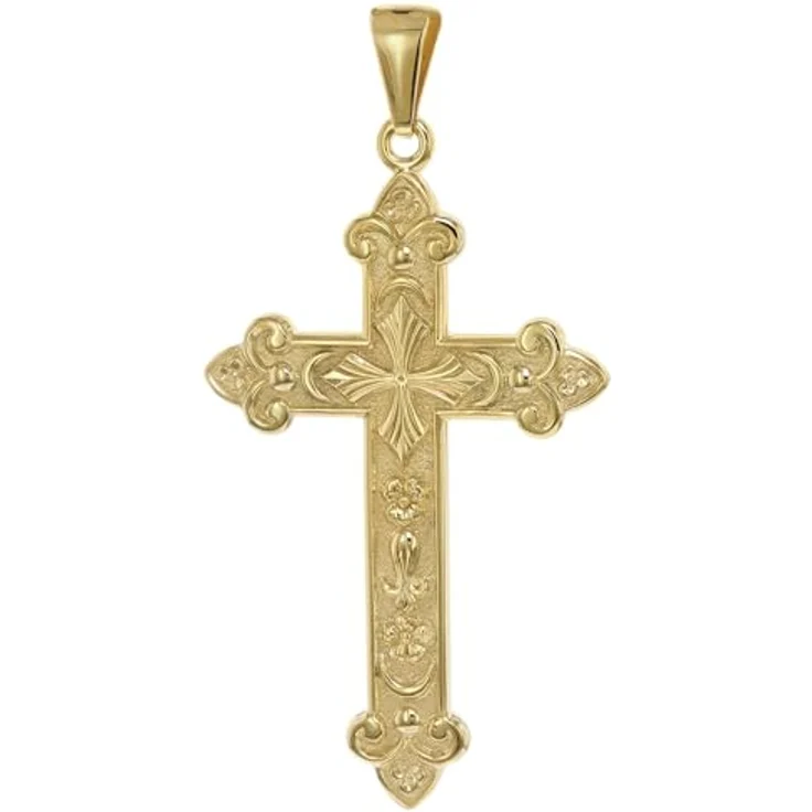 trendor Herren-Anhänger Orthodoxes Kreuz aus 925 Silber vergoldet, 54 x 29 mm, maskulines Schmuckstück, inklusive Mikrofaser-Pflegetuch und Geschenkpackung – Bild 1