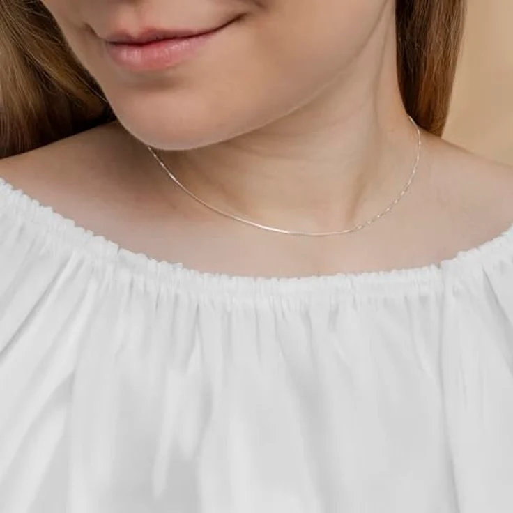 Amberta Echt 925 Sterling Silber Halskette, schlichte Box-Kette, 50 cm, dünn, geeignet für Damen und Herren – Bild 2