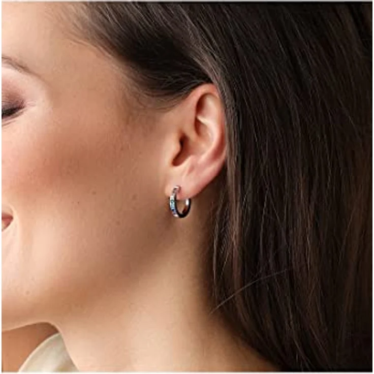 FAVS Damen-Creolen aus Edelstahl mit 14 Zirkonia, Silber, One Size – Bild 4