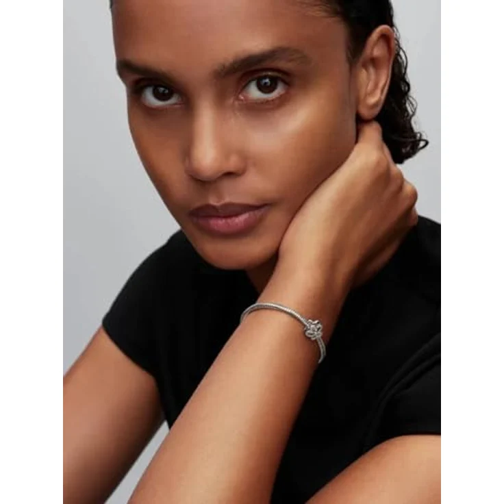 PANDORA Charm Pavé Blume, offenes Design aus 925 Sterling Silber mit Cubic Zirkonia, filigraner Blumen Anhänger, kompatibel mit Moments, 764480C01 – Bild 4