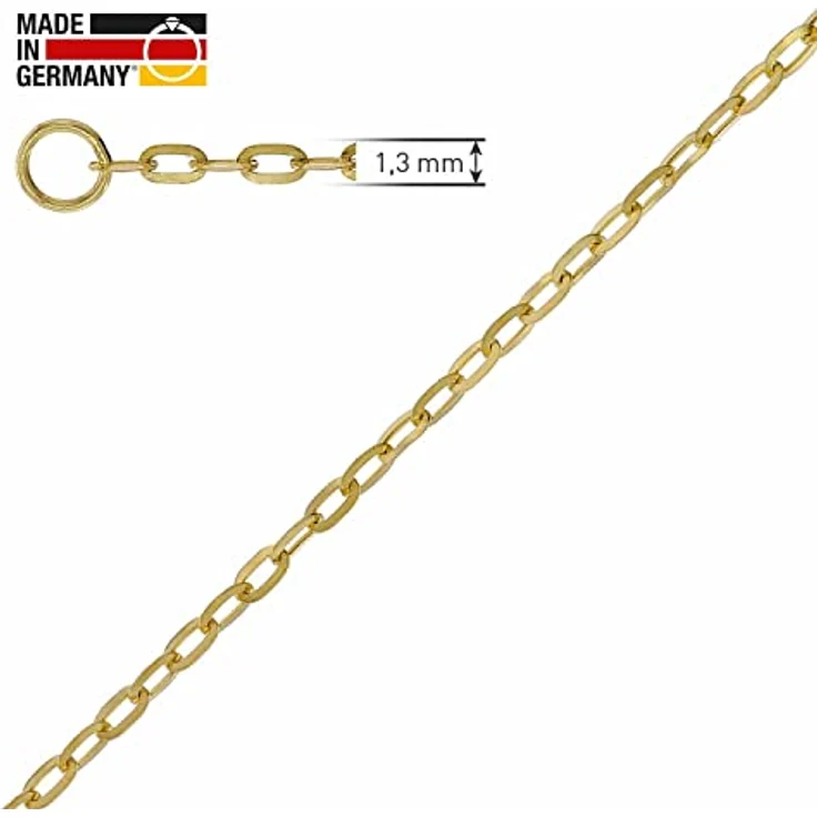 trendor Halskette Gold 333/8K Flachanker-Design 1,3 mm Breite, eleganter Halsschmuck aus Echtgold für Damen, 50 cm, in Geschenkbox – Bild 3