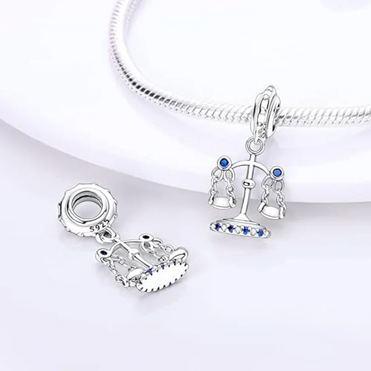 TINSLO Charm Anhänger 925 Sterling Silber mit Zirkonia-Steinen, passend für Pandora Armbänder und Halsketten, kompatibel mit europäischen Armbändern für Damen und Mädchen – Bild 2