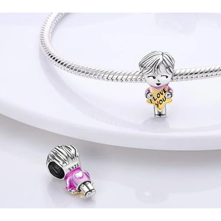TINSLO Charm Anhänger Damen 925 Sterling Silber, Zirkonia-Steine, kompatibel mit Pandora Armband und Halsketten, für europäische Charms – Bild 2