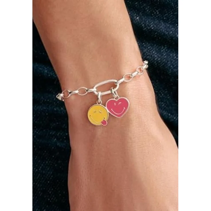 THOMAS SABO Charm-Einhänger SMILEYWORLD® Heart Charm - Connect, leuchtendes Pink mit frechem Grinsen – Bild 4
