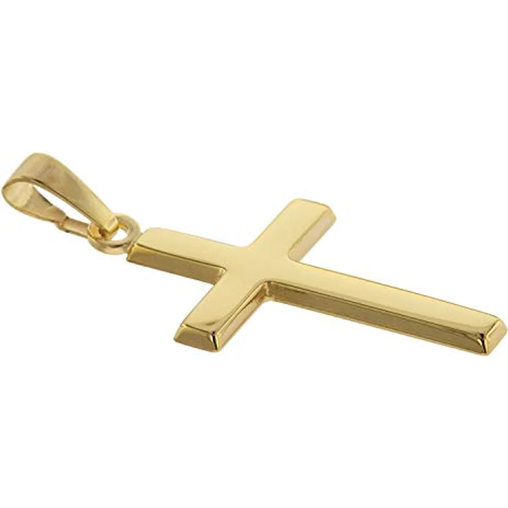 trendor Kreuz Gold 333 mit goldplattierter Venezianer Kette, Damen Halskette mit 21 x 14,5 mm Anhänger, elegantes Geschenk 60 cm – Bild 2