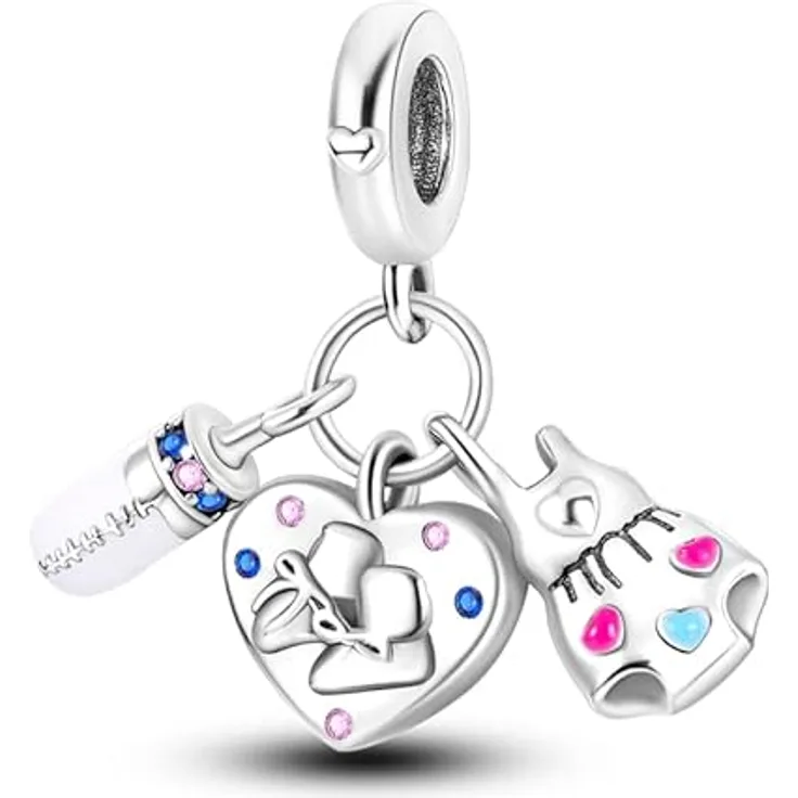 TINSLO Charm Anhänger Damen 925 Sterling Silber mit Zirkonia-Steinen, kompatibel mit Pandora Armband und Halskette, geeignet für europäische Charms