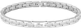 Lacoste Gliederarmband METROPOLE, Damenarmband aus Edelstahl mit geätztem Petit-Piqué-Muster und verstellbarem Faltverschluss, 190 mm