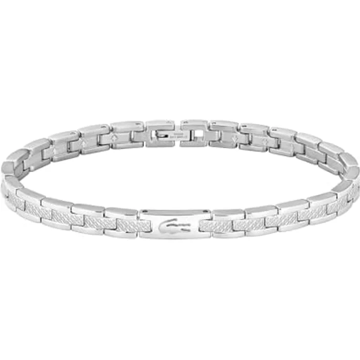 Lacoste Gliederarmband METROPOLE, Damenarmband aus Edelstahl mit geätztem Petit-Piqué-Muster und verstellbarem Faltverschluss, 190 mm