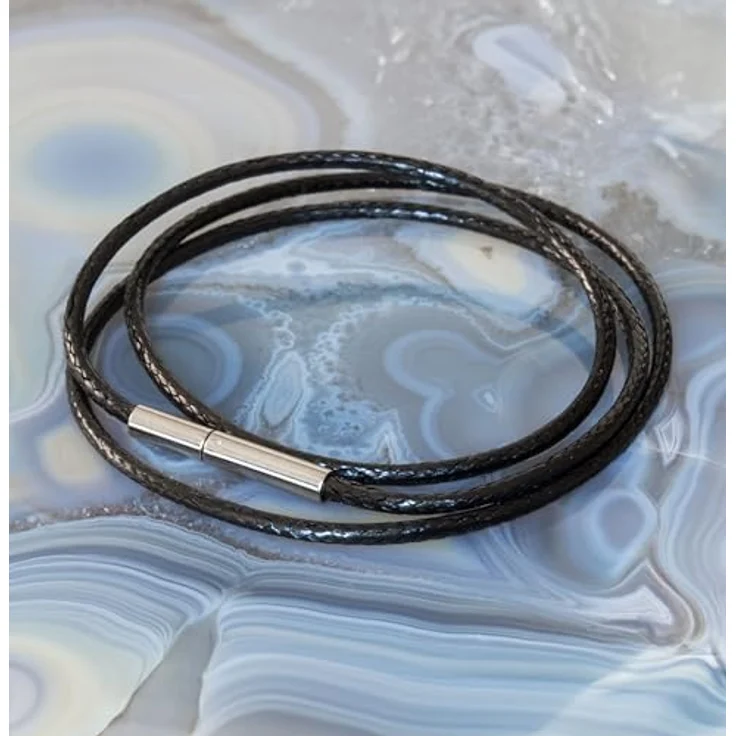 Fly Style Dünne geflochtene Wax Rope Chain Halskette mit Edelstahlverschluss, schwarzer Choker, ca. 66 cm, für Herren und Damen, wasserabweisend – Bild 2
