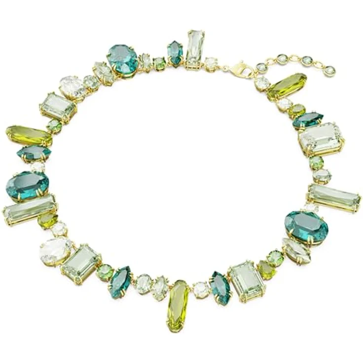 Swarovski Gema Halskette, Verschiedene Schliffe, Grün, 18K goldbeschichtet, Boho-Style mit Karabinerverschluss – Bild 2