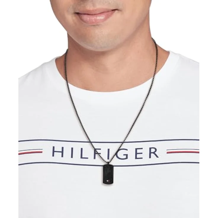 Tommy Hilfiger Jewelry Herren-Halskette aus schwarzem Edelstahl mit gravierter Plakette und Karabinerverschluss - 2790629 – Bild 3