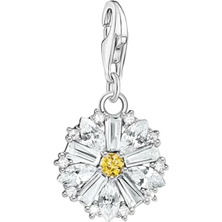 THOMAS SABO Charm-Anhänger Lovely Daisy, Silber aus recyceltem 925 Sterling Silber mit Steinen