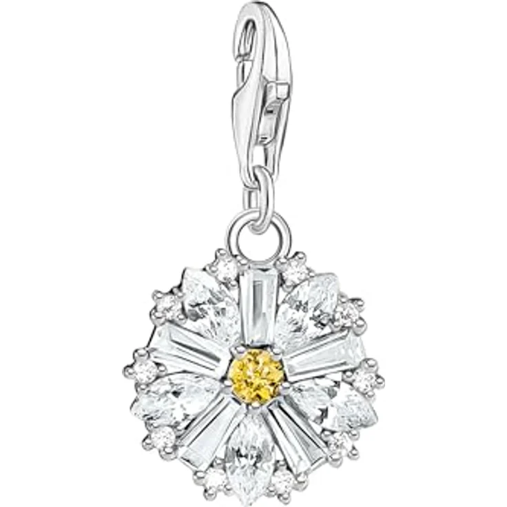 THOMAS SABO Charm-Anhänger Lovely Daisy, Silber aus recyceltem 925 Sterling Silber mit Steinen – Bild 1
