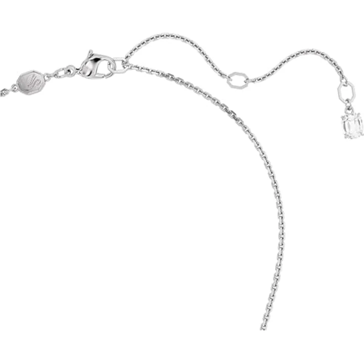 Swarovski Mesmera Anhänger, Rhodinierte Damenhalskette mit Hypnotischem Grünem Swarovski Zirkonia Trio – Bild 3