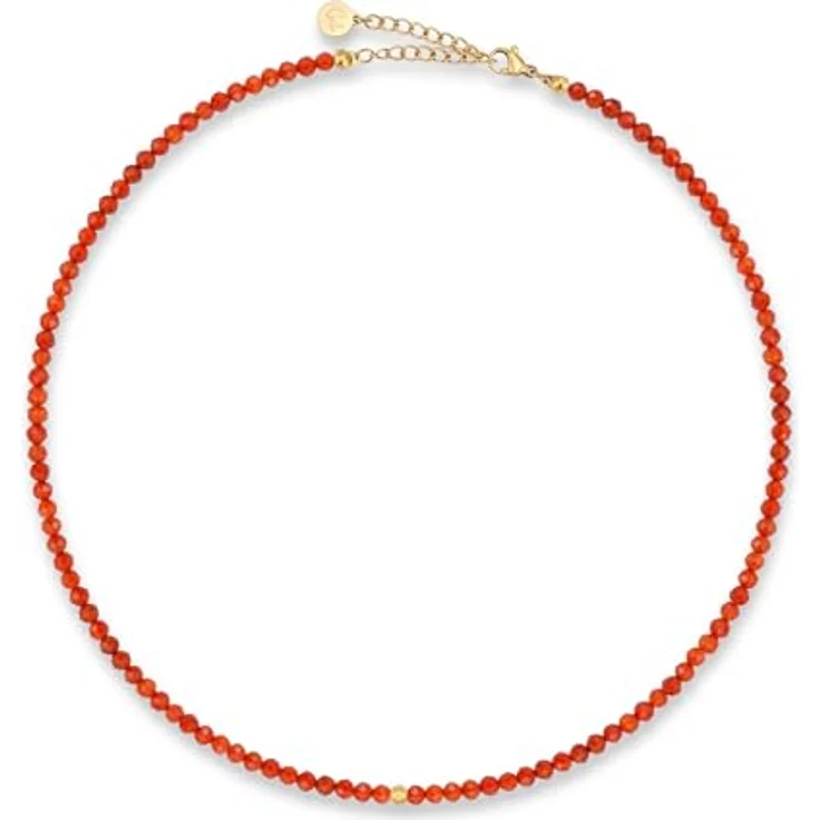GD GOOD.designs Perlenkette Damen aus echten facettierten Natursteinen 4mm, verstellbare Karneol Kette mit 18K Vergoldung (40–45 cm), wasserfeste Boho Halskette in rot – Bild 1