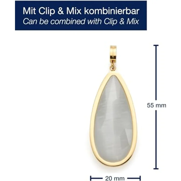 JEWELS BY LEONARDO Clip & Mix Jessy, Ketten-Anhänger aus goldfarbenem Edelstahl mit Catseye in Tropfenform, 5,5 x 2 x 0,6 cm, Allergikerfreundlich, Geschenk für Frauen, 024940 – Bild 2