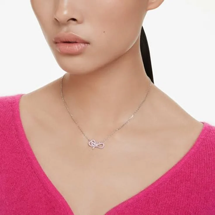 Swarovski Lifelong Bow Anhänger, rhodinierte Schleife mit pinkfarbenem Kristallpavé, Rosa – Bild 5