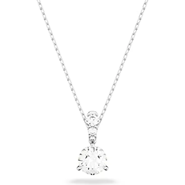 Swarovski Stilla Anhänger, Weiss, Rhodiniert, 38 cm, mit Swarovski Kristallen