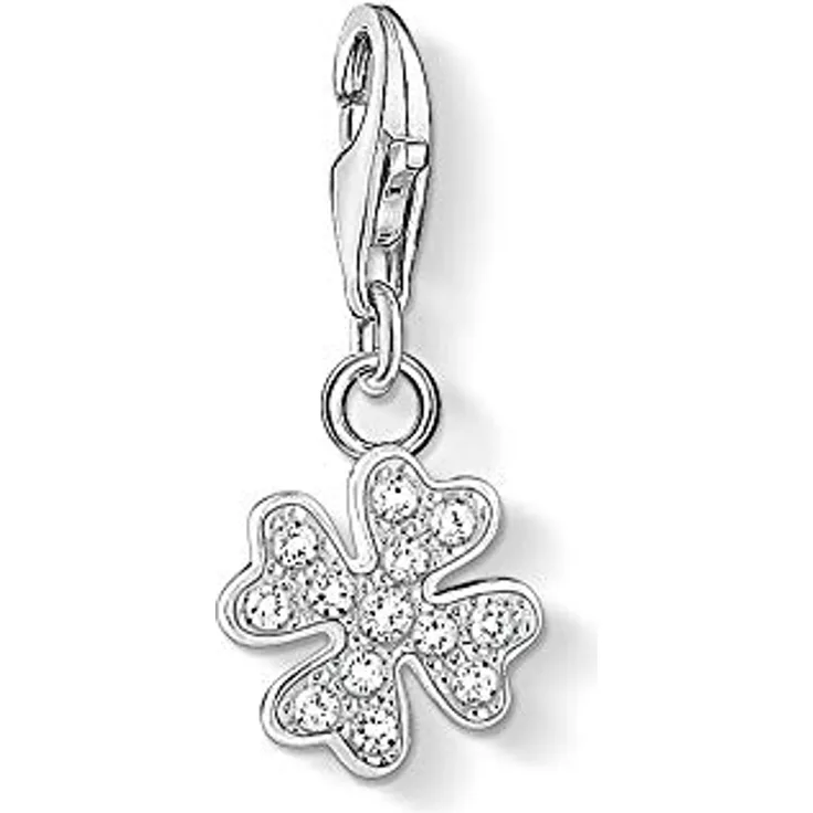 Thomas Sabo Charm-Anhänger Kleeblatt 925 Sterlingsilber, Charm Club mit Karabinerhaken, Damen Schmuck