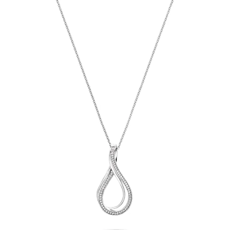 JETTE Damen-Kette aus 925er Silber, 70 cm lang, mit 59 Zirkonia, Anhänger 4,2 cm, Geschenkbox – Bild 1
