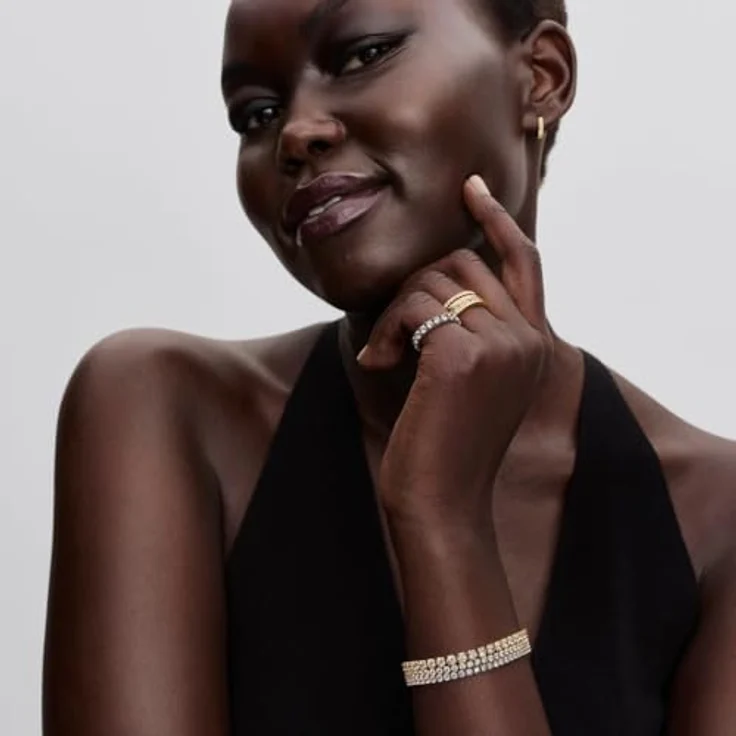 Pandora Fingerring Damen, Doppelband Goldfarben mit Zirkonia aus der Timeless Kollektion, 4 mm Breite – Bild 4