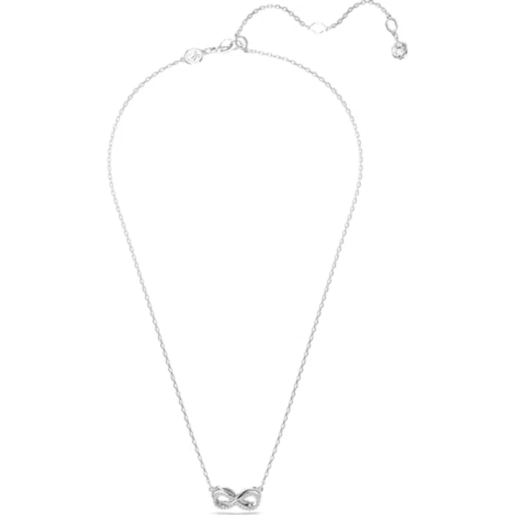 Swarovski Hyperbola Anhänger, Weiße Damenhalskette mit Unendlichkeitsmotiv und strahlenden Swarovski Kristallen, rhodiniert – Bild 2