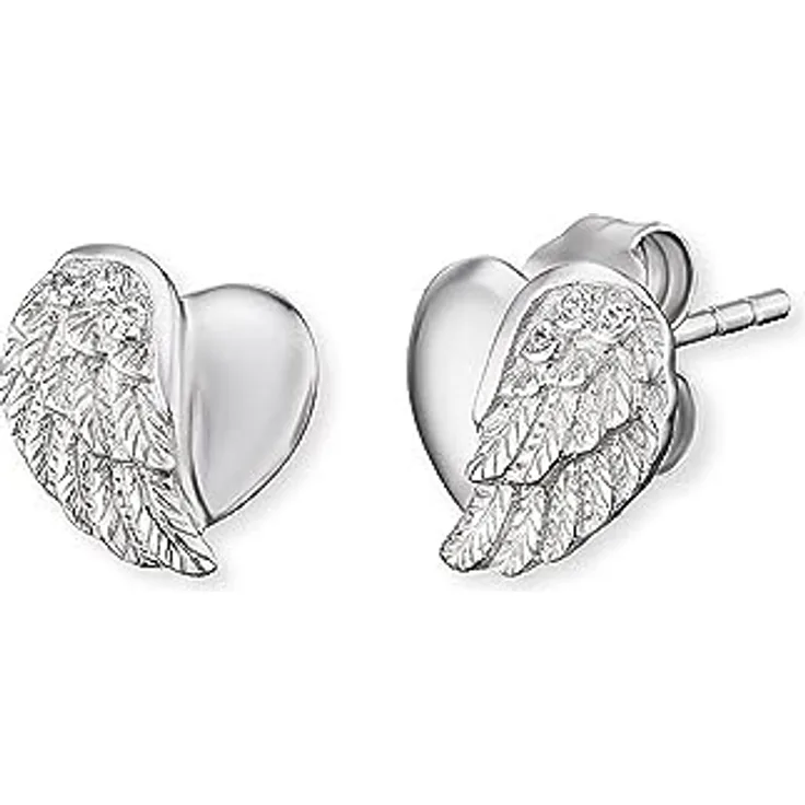 Engelsrufer Damen Ohrstecker Herzflügel Bicolor, 925er Sterling Silber mit Zirkonia, nickelfrei, Allergiker freundlich, Steckverschluss