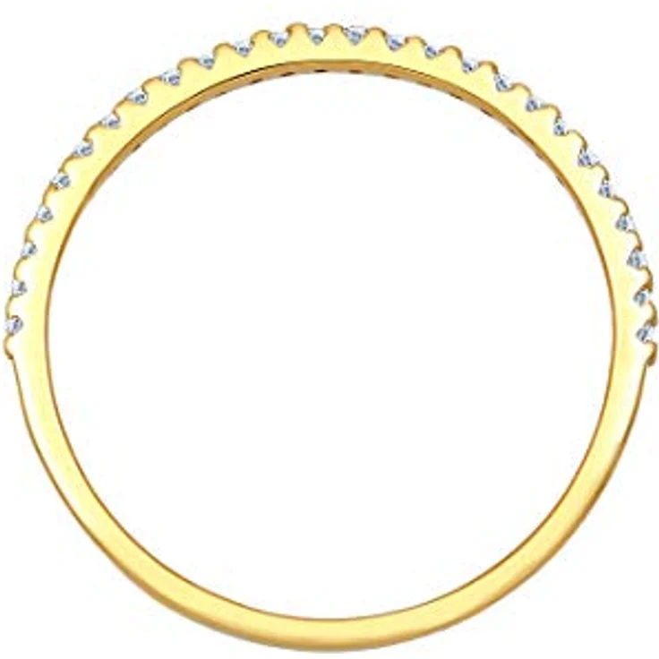 DIAMORE Elli DIAMONDS Ring Damen Geo Microsetting mit Diamant (0.125 ct.) in 585 Gelbgold, handgefertigter Echtschmuck – Bild 3