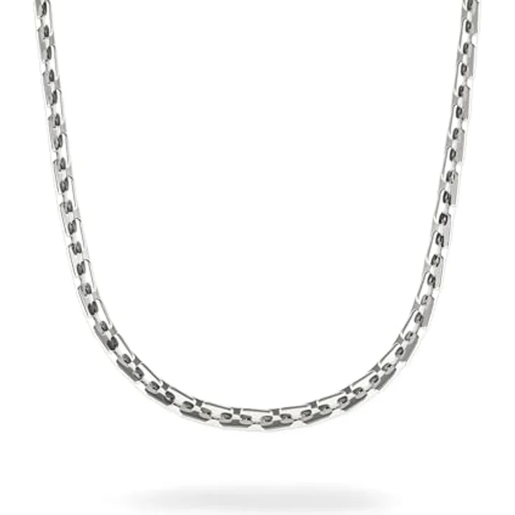 COPENHAGEN STUDIOS Edgy Necklace, Unisex Halskette aus poliertem Edelstahl, silber, verstellbare Länge (45-51 cm), wasserfest & hautfreundlich – Bild 1
