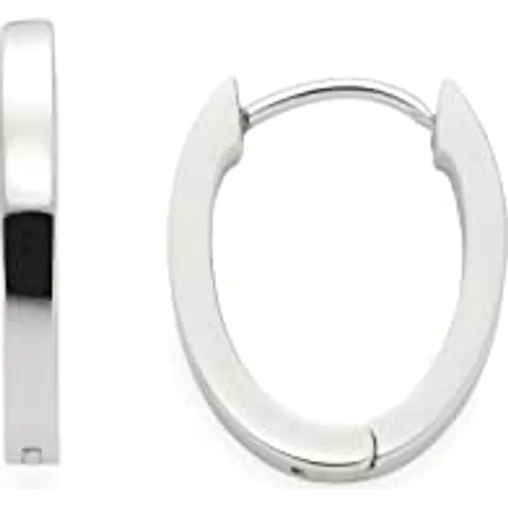 JEWELS BY LEONARDO Ronia Beauty's Ohrringe, silberfarbene ovale Creolen mit eckigem Profil, mittelgroße Klapp-Creolen, Damen-Ohrringe, 022147