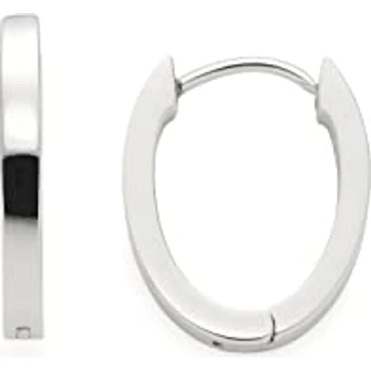 JEWELS BY LEONARDO Ronia Beauty's Ohrringe, silberfarbene ovale Creolen mit eckigem Profil, mittelgroße Klapp-Creolen, Damen-Ohrringe, 022147 – Bild 1