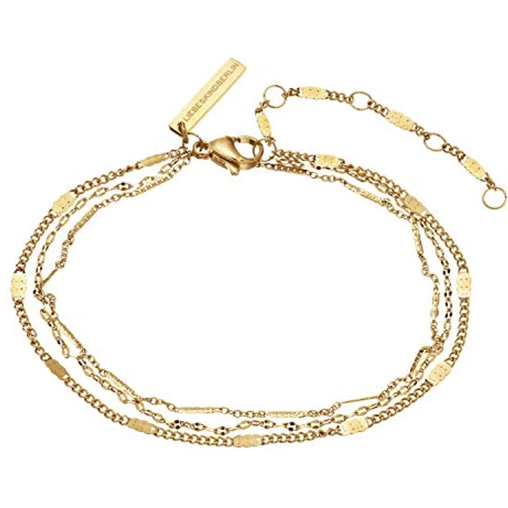 LIEBESKIND Berlin Armband, Damen-Armband aus Edelstahl in Layering Optik, gold, verstellbar von 17 - 22 cm – Bild 1