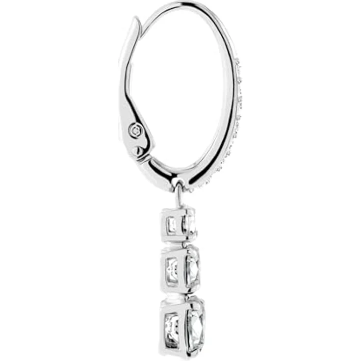 Swarovski Stilla Attract Trilogy Ohrringe, Weiss, rhodiniertes Finish mit Kristallpavé – Bild 4