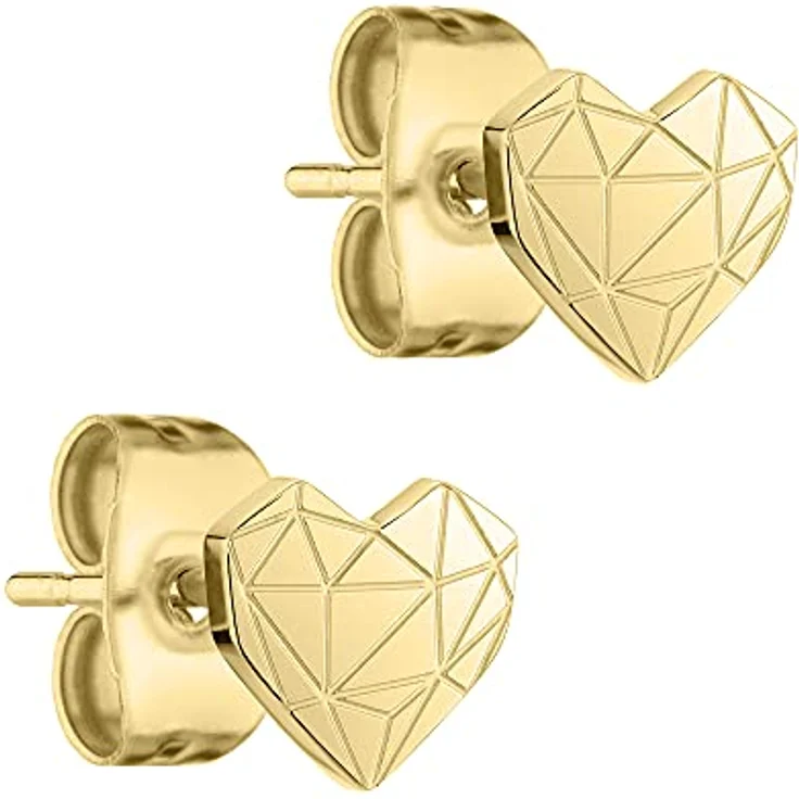 LIEBESKIND Mini Broken Heart Ohrstecker, Edelstahl IP Gold, 0,5 cm, Steckverschluss – Bild 2