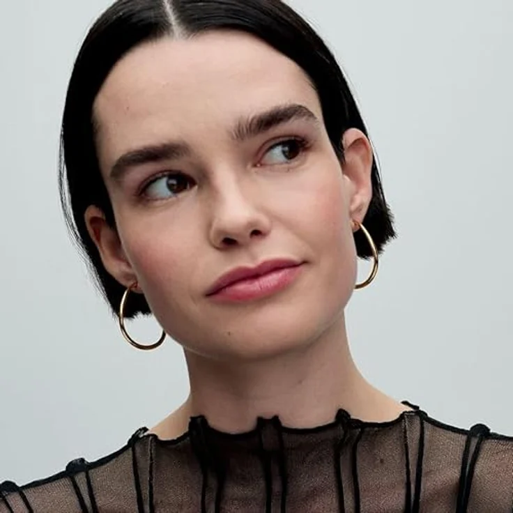 Pandora Essence Offene Ohrringe, 42 mm aus Sterling Silber mit vergoldeter Metalllegierung, organisch geformt – Bild 2