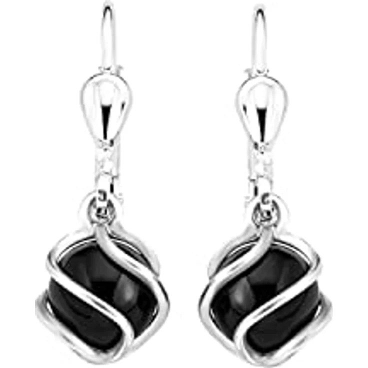 Amor Ohrhänger 925 Sterling Silber Damen Ohrschmuck, mit Onyx-Steinen, 2,2 cm, in Geschenkbox, 2017170 – Bild 2