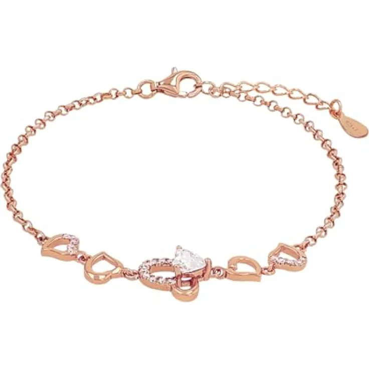 Amor Armband 925 Sterling Silber, Damen Armschmuck mit Zirkonia synth., 17+3 cm, roséfarben, in Schmuck Geschenk Box, 9261444