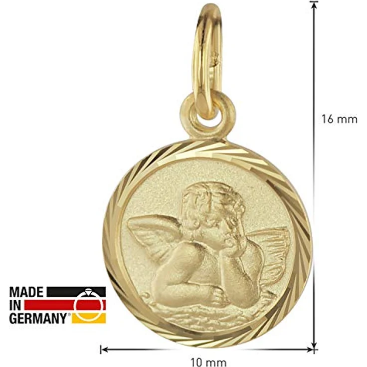 trendor Schutzengel Anhänger Gold 585, 10 mm Engel-Anhänger für Kinder, exquisite Verarbeitung, Geschenkidee für Taufe, Kommunion, Geburtstag – Bild 4