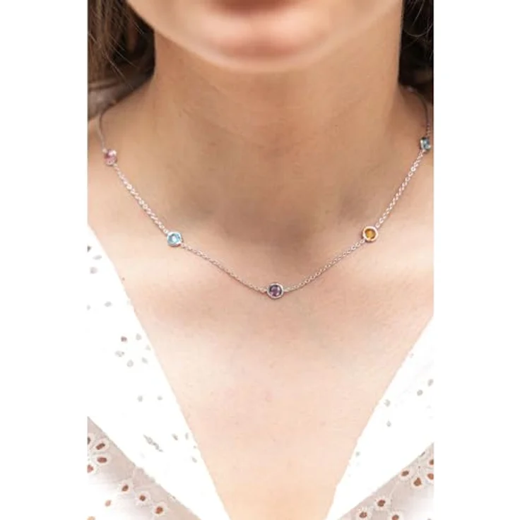 Zeeme Damen Halskette 925/- Sterling Silber, 42cm glänzend, Zirkonia weiß, mit Verlängerungskette und Etui – Bild 4
