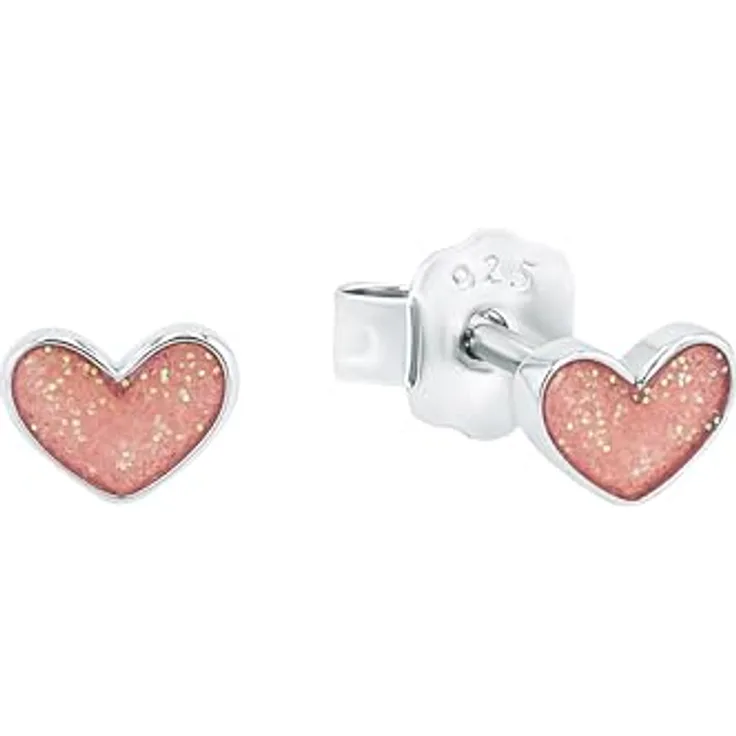 Prinzessin Lillifee Ohrstecker Herzen, 925 Sterling Silber mit Emaille, 4 mm, rhodiniert
