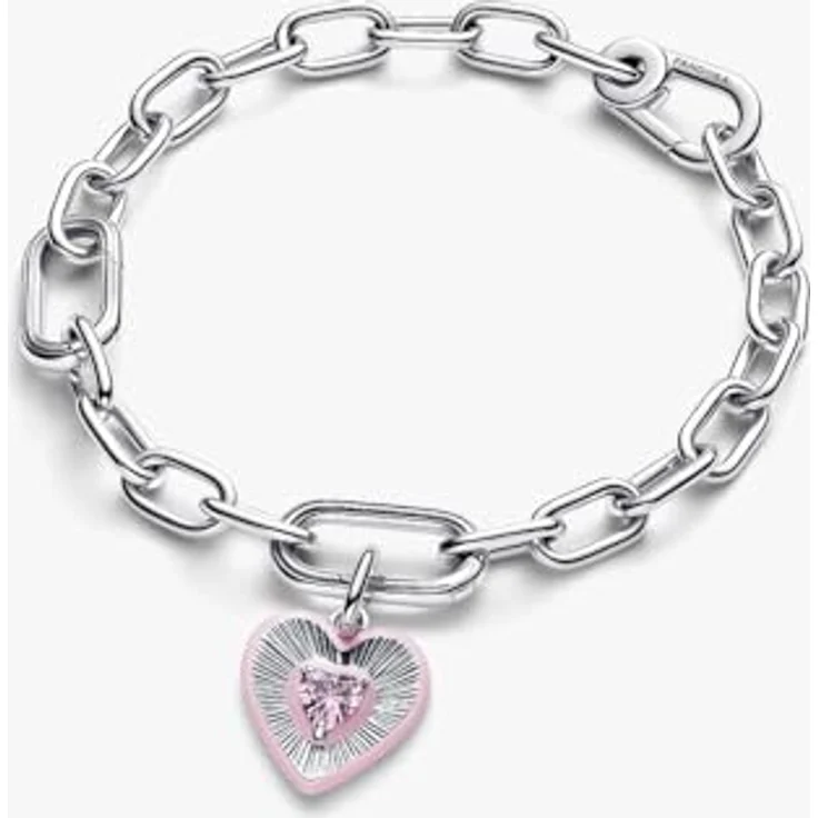 PANDORA ME Herz Medaillon-Charm aus Sterling Silber mit strahlendem rosafarbenem Zirkonia, kompatibel mit ME und Moments, 794409C01 – Bild 2