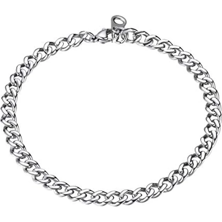 FindChic Herren Armband Silber 5MM Edelstahl Panzerarmkette, 19CM, Kubanisches Design, robust mit 3-facher Galvanisierung – Bild 1