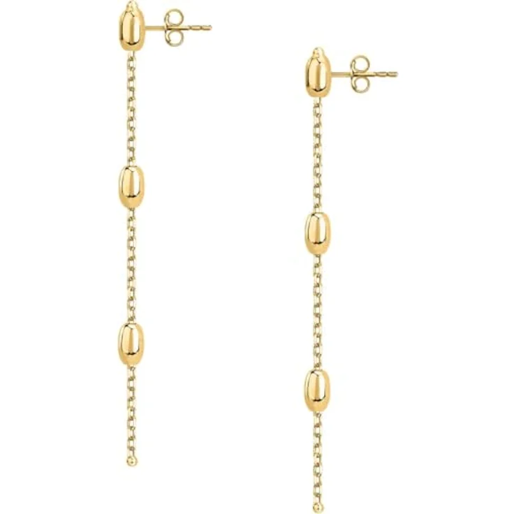 CHRIST Ohrstecker 89192835, 585er Gelbgold, mit Ankerkette und ovalen Kügelchen, 5 cm Länge – Bild 2