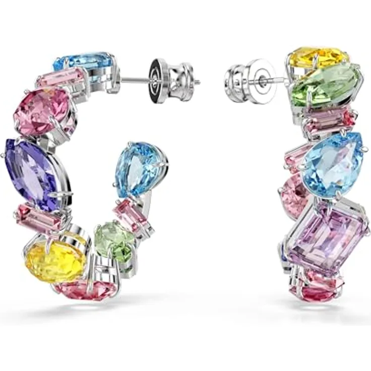 Swarovski Creolen Gema 5692412, Metall-Creolen mit mehrfarbigem Kristall-Besatz