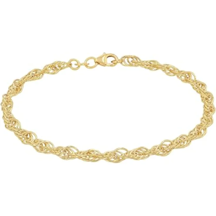 Amor Damen Armband 375er Gold, 19 cm, Kordelkette mit Karabinerverschluss, 3,7 mm, Schmuck Geschenk Box, 2014488
