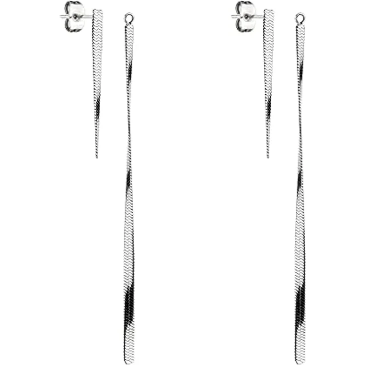 LIEBESKIND Ohrhänger Sleek Chain, Edelstahl mit variabel tragbarem Anhänger, 3 oder 7 cm Länge – Bild 3