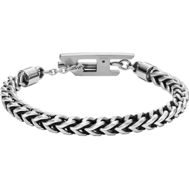 Diesel Herren-Armband, Edelstahl mit Knebelverschluss, Graues Silber, Gebürstet – Bild 3