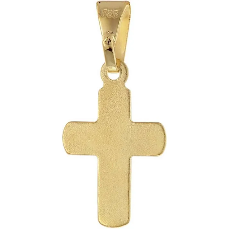 trendor Kreuzanhänger 21316, Kinder Kreuz-Anhänger aus Gold 585 / 14K, 12 mm, goldfarben